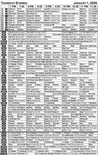 Thursday TV listings