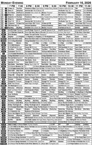 Monday night TV listings