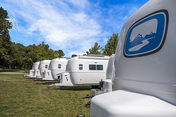 oliver travel trailers legacy elite lined-up sunny day