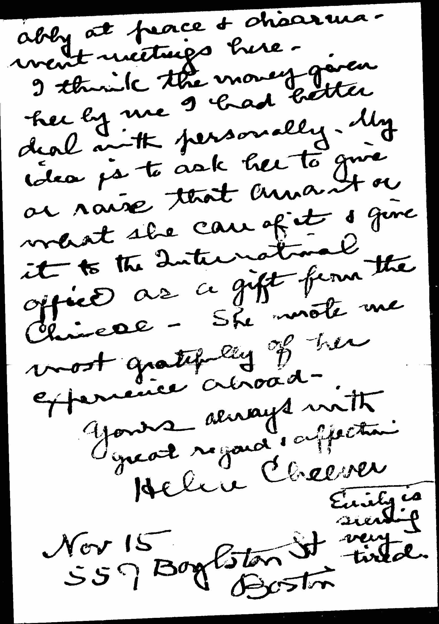 Helen Cheever to Jane Addams, November 15, 1921 · Jane Addams Digital ...