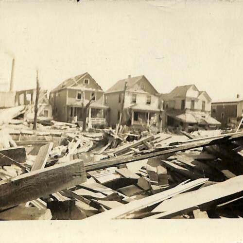 Street View of Houses with Debris