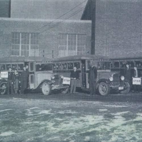 Avon Village School Detroit Rd. school buses c.1934