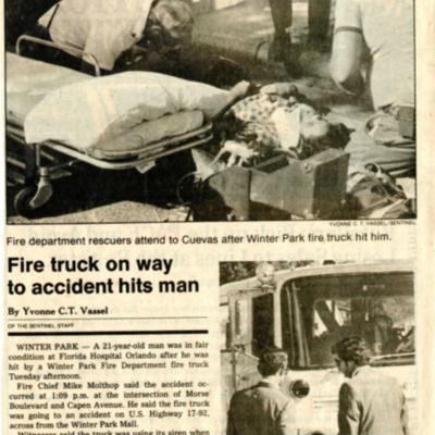 Fire truck on way to accident hits man