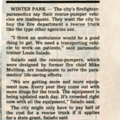 Paramedics want new truck