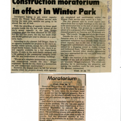 Construction moratorium in effect in Winter Park