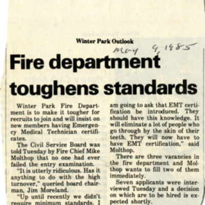 Fire department toughens standards