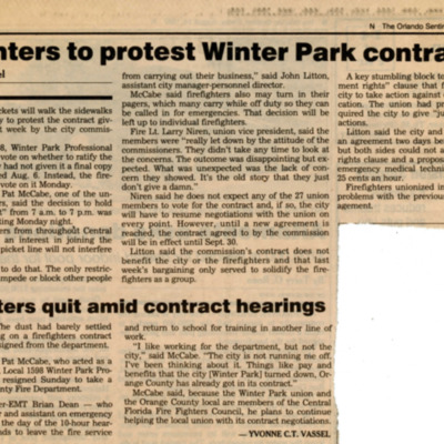 Firefighters to protest Winter Park contract offer