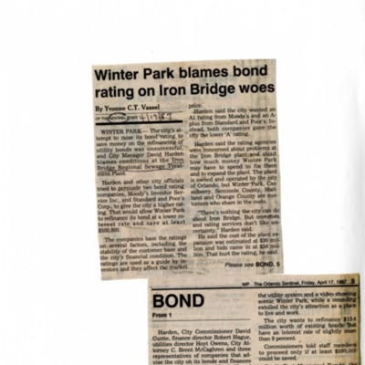 Winter Park blames bond rating on Iron Bridge woes