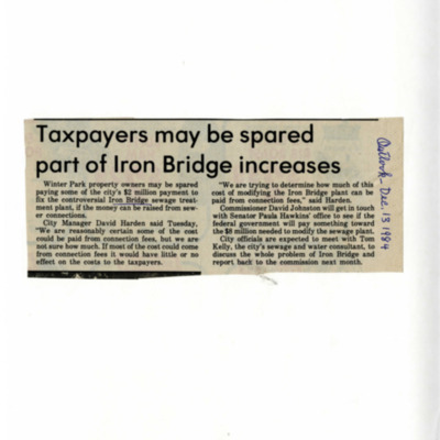 Taxpayers may be spared part of Iron Bridge increase