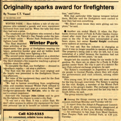 Originality sparks award for firefighters