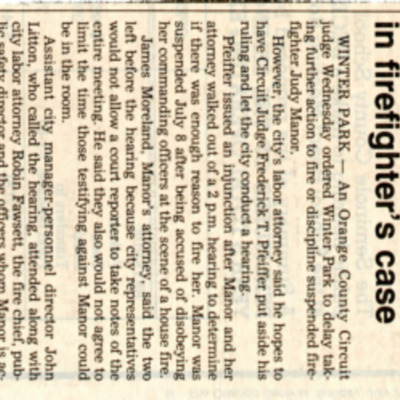 Judge makes city wait in firefighter&#039;s case