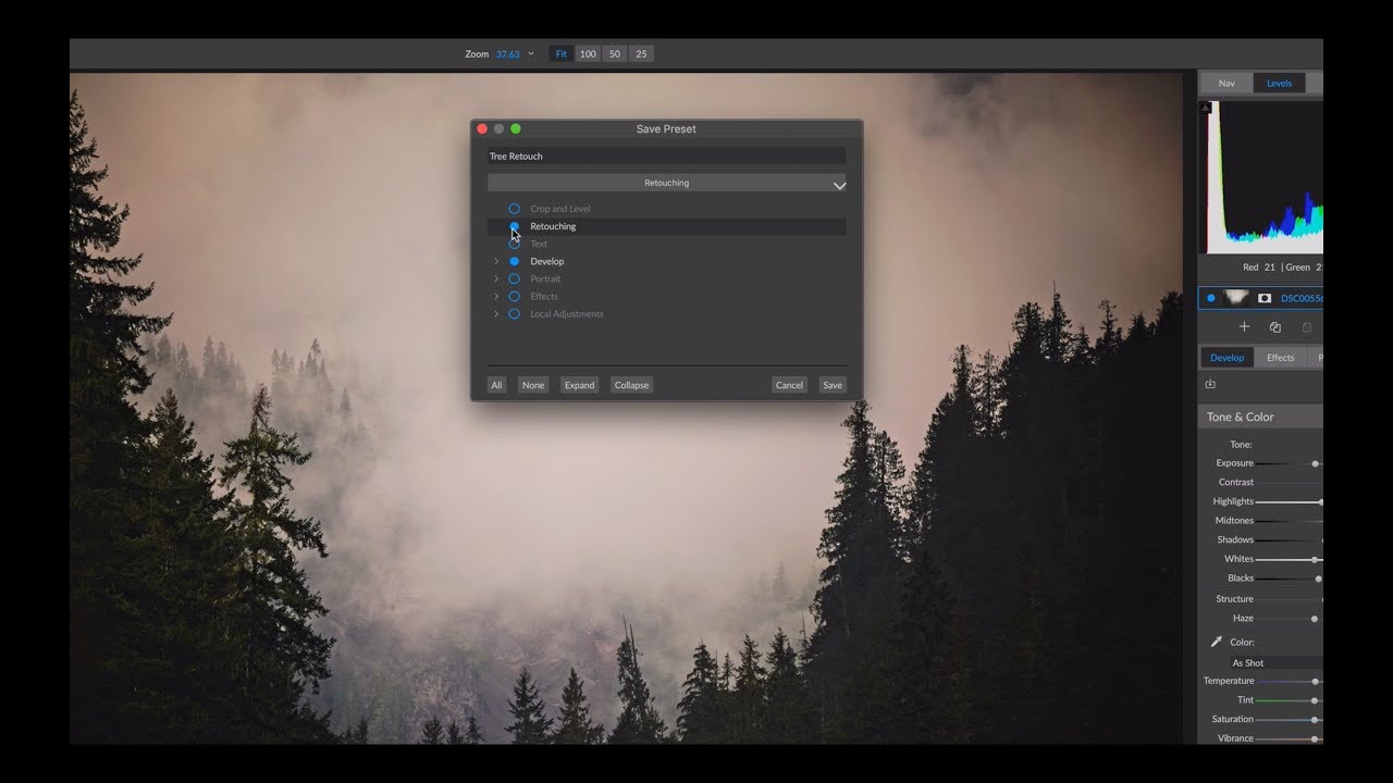 Using Spot Removal and Retouching Settings in Presets