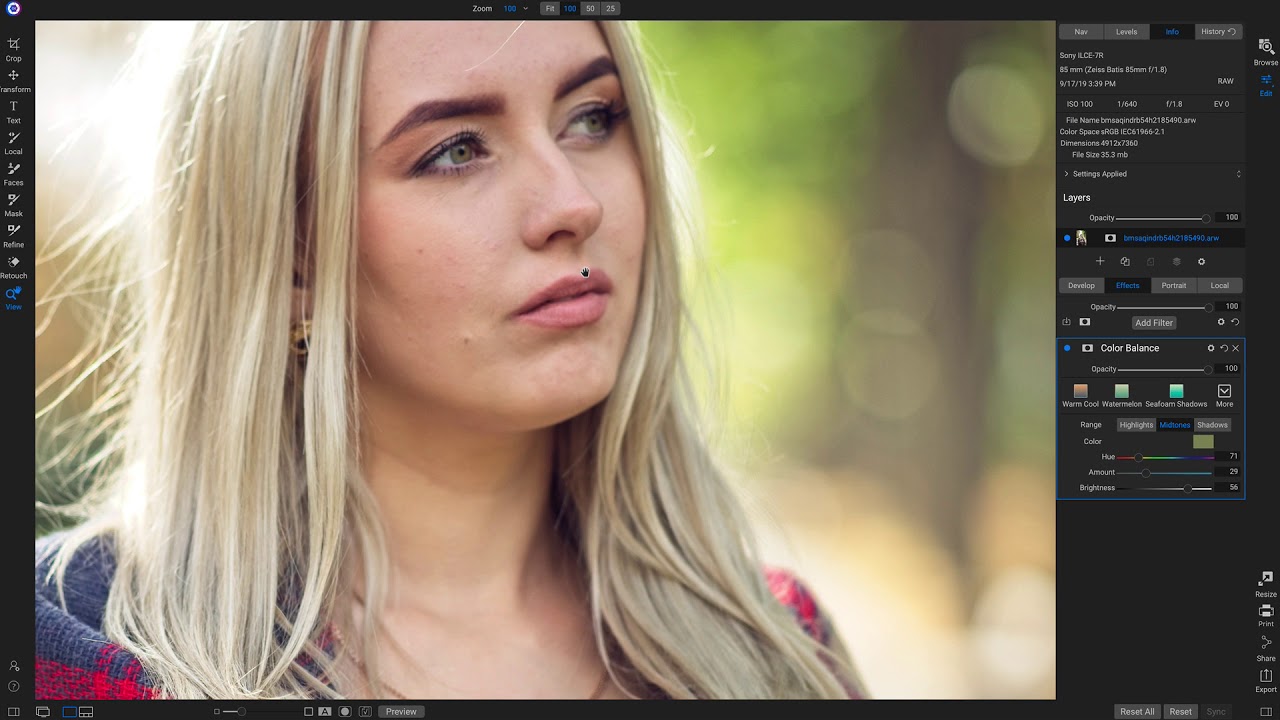 Editing and Exporting Portraits