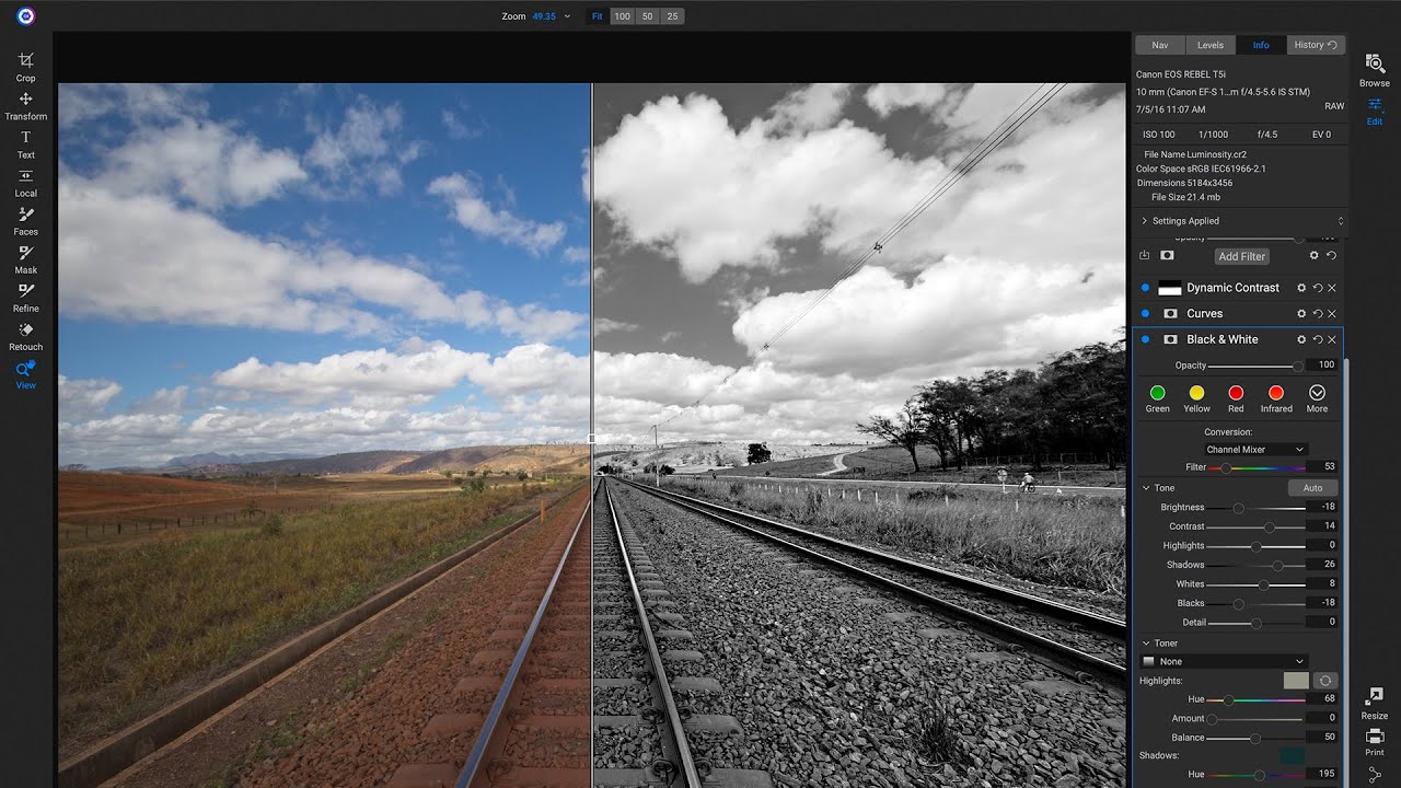 Converting Landscape Photos into Black & White