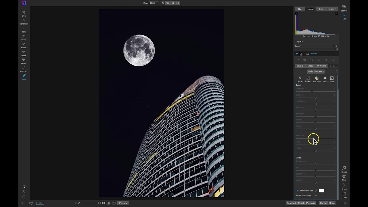 Using Creative Brushes to Enhance a Night Scene