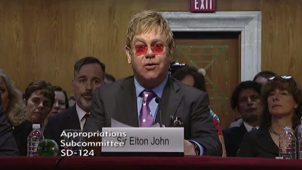 Sir Elton John at the Senate Appropriates Foreign Operations Subcommittee on May 6, 2015 Photo credit: United States Senate