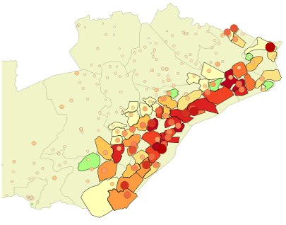 This animated map of Zambia’s Southern Province shows how malaria cases have dropped by 87 percent (red to green) during the last two years. GIF: PATH.