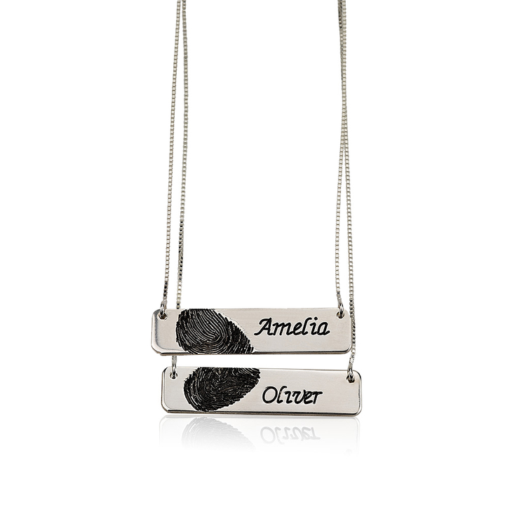 Collar de Barra con Huella Digital para Parejas
