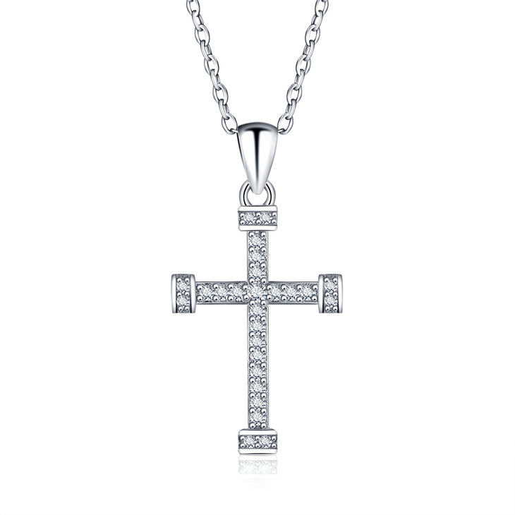 Collar de Dije de Cruz con Zirconias