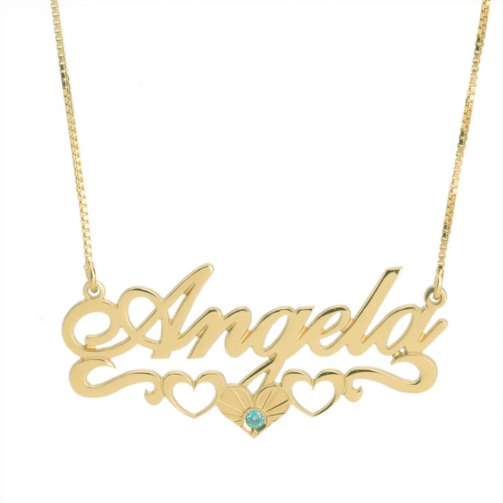 Collar con Nombre Subrayado de Corazones