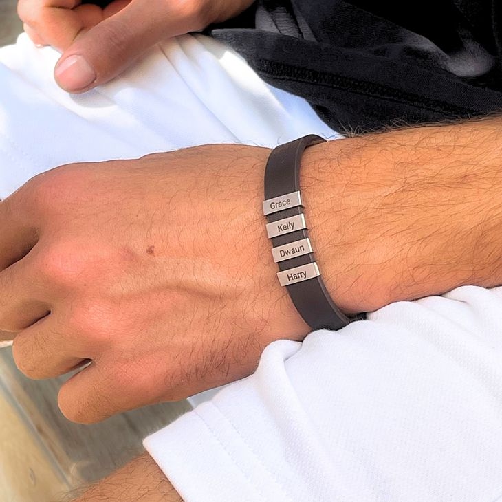 Pulsera de Cuero Grabada para Hombre 