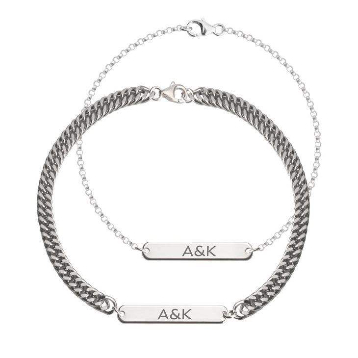 Juego de Pulseras con Iniciales para Él y para Ella