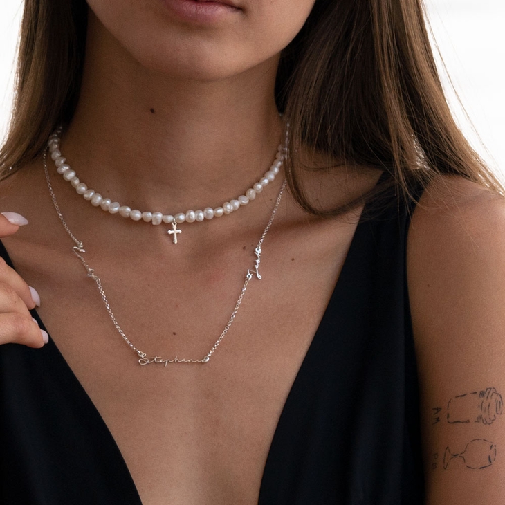Collar de Perla con Cruz