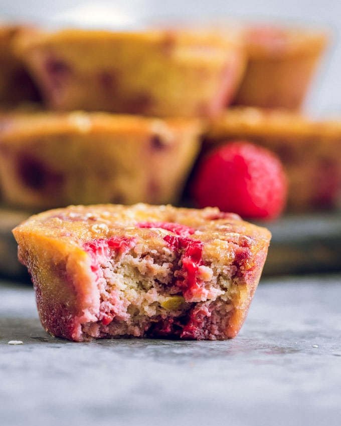 Lemon Raspberry muffin with a bite taken