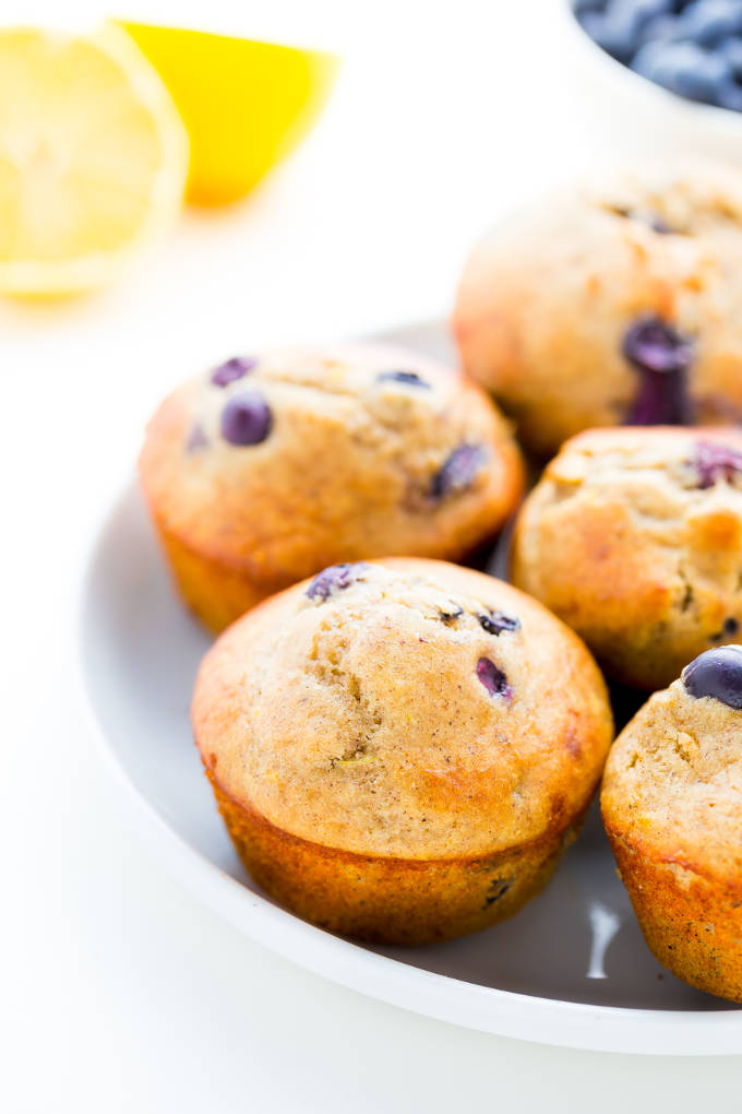 Lemon Blueberry Protein Muffins (GF, V) One Clever Chef