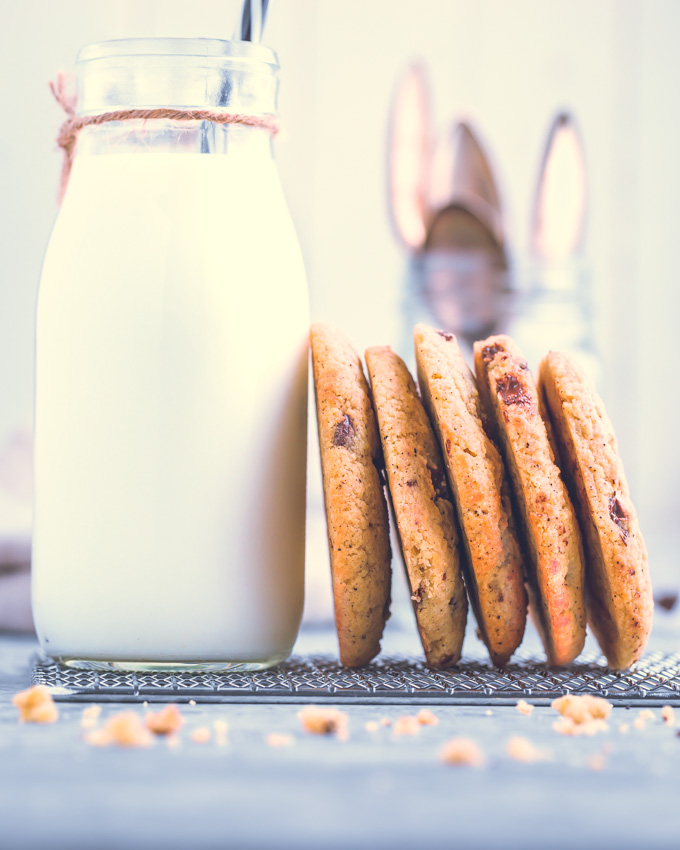 Chocolate Chip Protein Cookies and a jug of milk