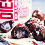 Candy Cane Protein Truffles on parchment paper