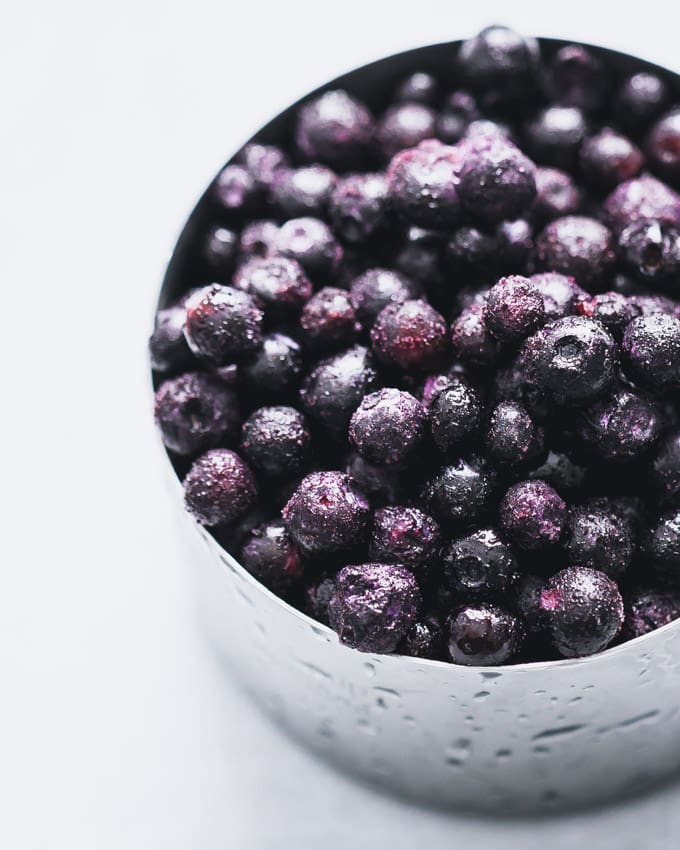 Blueberries in a metal cup