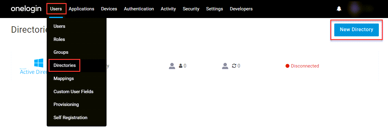Users - Directories - New Directory