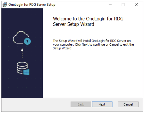 OneLogin for RDG Server Setup Wizard - Welcome