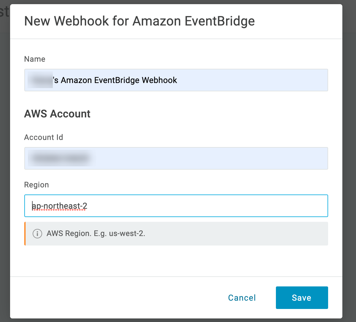 New Webhook for Amazon EventBridge