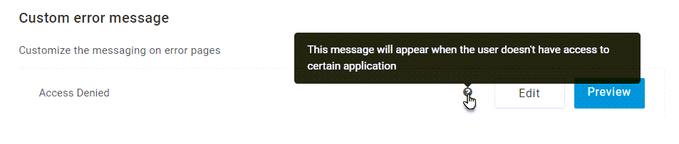 Custom error message