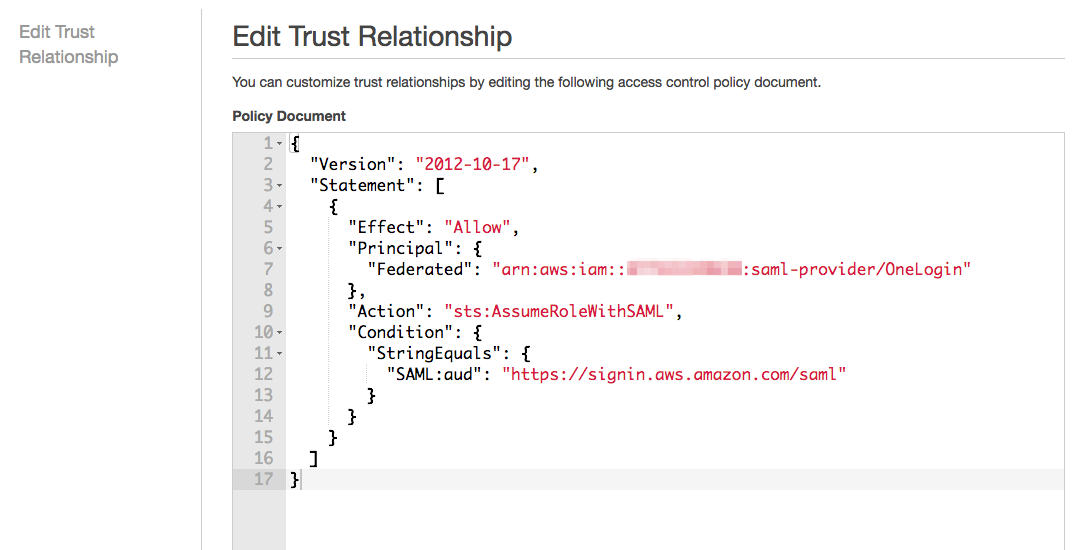 AWS IAM Console - Edit Trust Policy