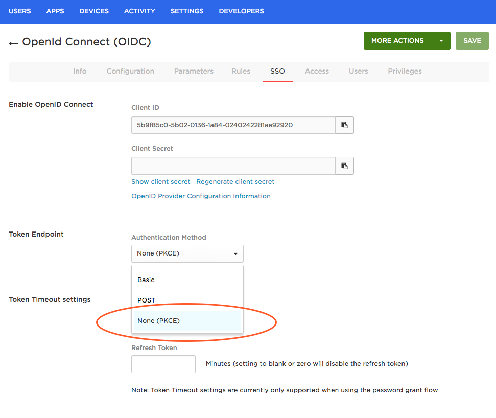 OpenId Connect Auth Code Flow PKCE OneLogin API