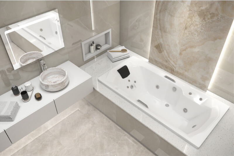 BAÑERA PRIMA CON HIDROMASAJE 180X90CM H078BC ASTRA