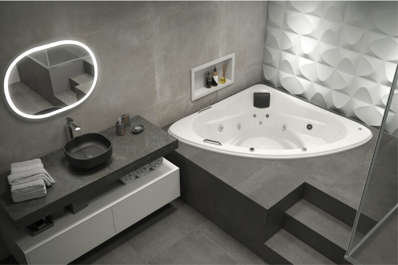 BAÑERA SOLENNE CON HIDROMASAJE 180CM H218BC ASTRA