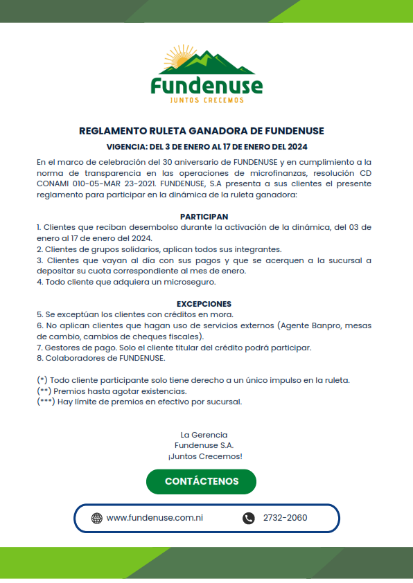 Reglamento Ruleta ganadora