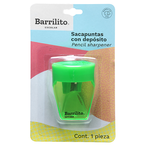 TAJADOR BARRILITO ACRILICO C/DEPOSITO BLISTER SPT38B