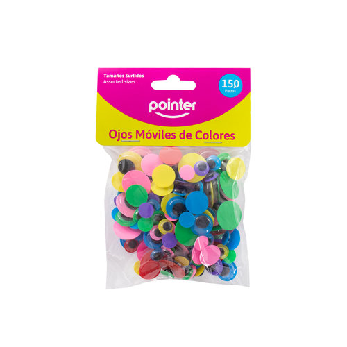 MANUALIDADES POINTER OJITOS COLORES NEON 10/15/20MM BLT-150PCS EY-52770