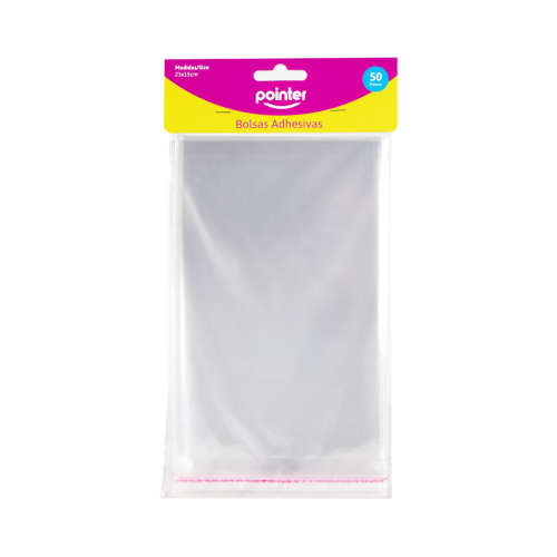 BOLSA CELOFAN POINTER TRANSPARENTE 23X15CM PQ-50PCS OB-2315**DV**
