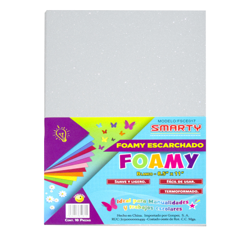 FOAMY ESCARCHADO SMARTY TC BLANCO 8.5"X11" PQ-10UD SMS-E017