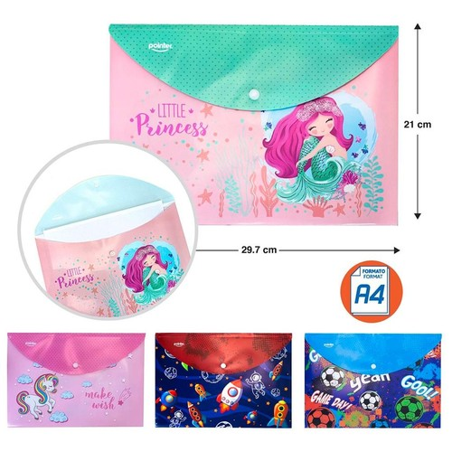 SOBRE PLASTICO POINTER C/BROCHE  FL-1801 A4 INFANTIL