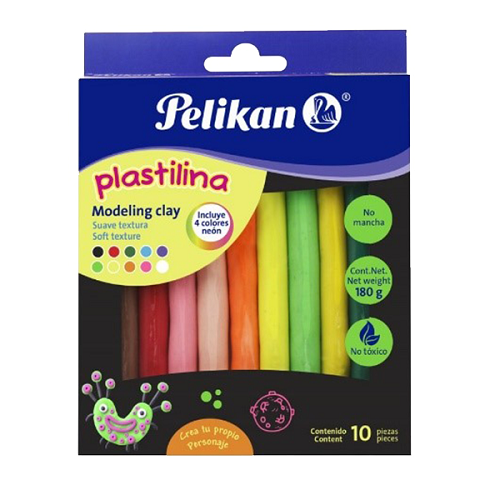 PLASTILINA PELIKAN 180GR NEON CJ-10UD 06700005