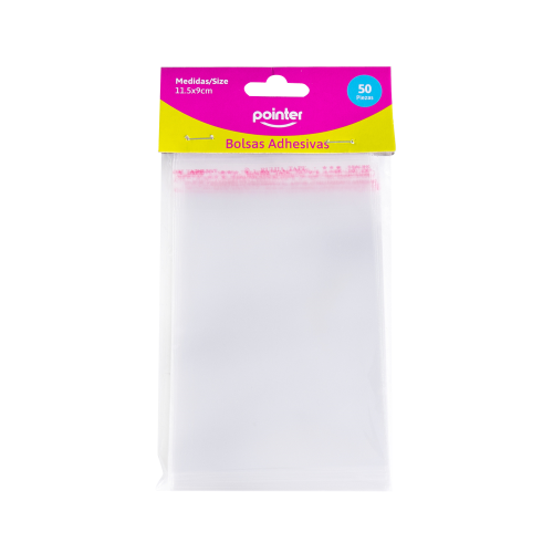 BOLSA CELOFAN POINTER TRANSPARENTE 11.5X9CM PQ-50PCS OB-1159