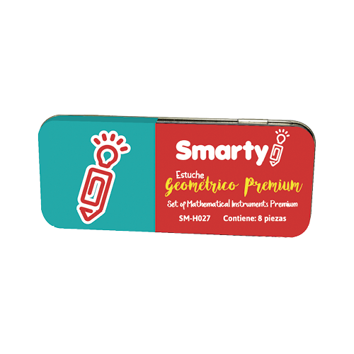 ESTUCHE GEOMETRICO SMARTY PREMIUM CAJA METAL 8PCS SM-H027