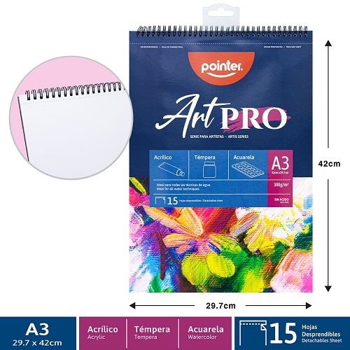 BLOCK ACRILICO POINTER 15HJ BL 11.7x16.5" 300GR DBWA-300-A3 AGUA